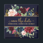 Burgundy Red Navy Floral Rustic Boho Sve the date Magnet<br><div class="desc">Watercolor Burgundy Red Navy Floral Rustic Boho Wedding Save the date magnet. Perfect for a fall wedding. The design features a stunning bouquet of burgundy / Marsala , peach , navy flowers / roses with matching leaves. Please find more matching designs and variations in my "blissweddingpaperie" store. And feel free...</div>