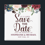 Burgundy Red Navy Floral Rustic Boho Sve the date Magnet<br><div class="desc">Watercolor Burgundy Red Navy Floral Rustic Boho Wedding Save the date magnet. Perfect for a fall wedding. The design features a stunning bouquet of burgundy / Marsala , peach , navy flowers / roses with matching leaves. Please find more matching designs and variations in my "blissweddingpaperie" store. And feel free...</div>