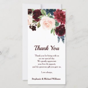Burgundy Red Navy Floral Rustic Boho Thank you