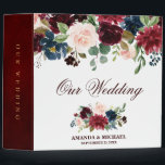 Burgundy Red Navy Floral Rustic Boho Wedding Album Binder<br><div class="desc">Watercolor Burgundy Red Navy Floral Rustic Boho Wedding Photo album binder. Perfect for a fall wedding. The design features a stunning bouquet of burgundy / Marsala , peach , navy flowers / roses with matching leaves. Please find more matching designs and variations in my "blissweddingpaperie" store. And feel free to...</div>