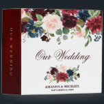 Burgundy Red Navy Floral Rustic Boho Wedding Album Binder<br><div class="desc">Watercolor Burgundy Red Navy Floral Rustic Boho Wedding Photo album binder. Perfect for a fall wedding. The design features a stunning bouquet of burgundy / Marsala , peach , navy flowers / roses with matching leaves. Please find more matching designs and variations in my "blissweddingpaperie" store. And feel free to...</div>