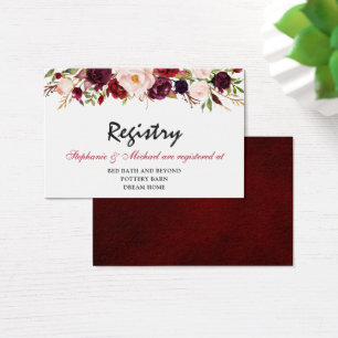 Burgundy Red Navy Floral Rustic Wedding Registry