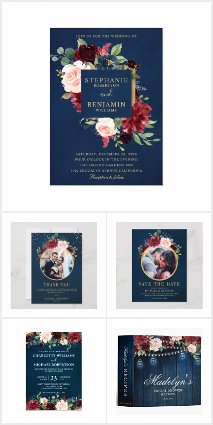 Burgundy Red Navy Floral with Navy Background