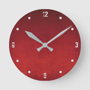 Burgundy Red Orange Modern Rustic omber Abstract Round Clock