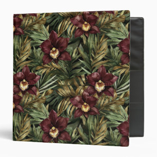 Burgundy Red Orchid Floral Tropical Binder