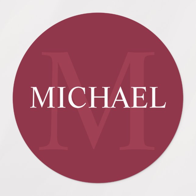 Burgundy Red Personalized Monogram and Name (Design 1)