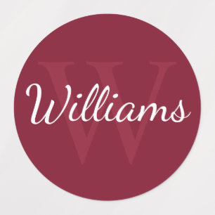 Burgundy Red Personalized Monogram and Name