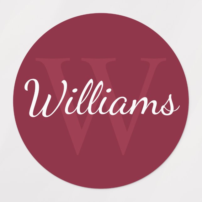 Burgundy Red Personalized Monogram and Name (Design 1)