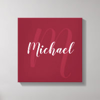 Burgundy Red personalized Monogram and Name