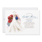 Burgundy Red Pink Navy Blue Floral Bridal Shower