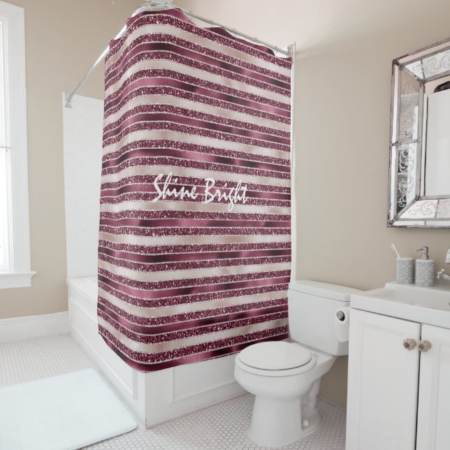 Burgundy Red Pink Rose Gold Glitter Stripes        (In Situ)