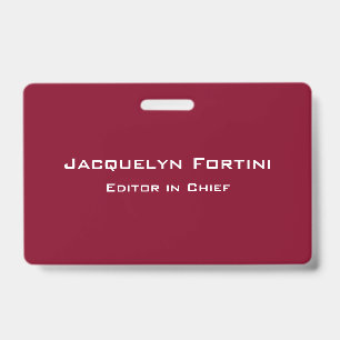 Burgundy Red Plain Elegant Modern Minimalist Badge