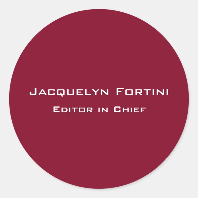 Burgundy Red Plain Elegant Modern Minimalist Classic Round Sticker (Front)