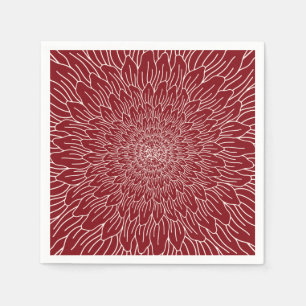 Burgundy red repeat flower floral botanical napkin