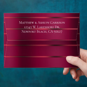 Burgundy Red Ribbon Bridal Shower or Wedding Envelope