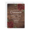 Burgundy Red Rose Rustic Wood Quinceanera Invite