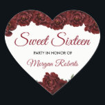 Burgundy Red Rose Sweet 16 16th Birthday Party Heart Sticker<br><div class="desc">Burgundy Red Rose Sweet 16 16th Birthday Party love Heart stickers

See Niche and Nest Store for matching collection</div>