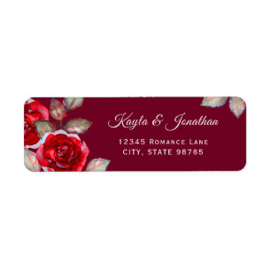 Burgundy Red Roses Aquarelle Adresse de retour