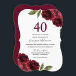 Burgundy Red Roses Elegant 40th Birthday Party Invitation<br><div class="desc">Burgundy Red Roses Elegant 40th Birthday Party Invitation

See matching collection in Niche and Nest Store</div>