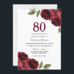 Burgundy Red Roses Womans 80th Birthday Party Invitation<br><div class="desc">Burgundy Red Roses Womans 80th Birthday Party Invitation

See matching collection in Niche and Nest Store</div>