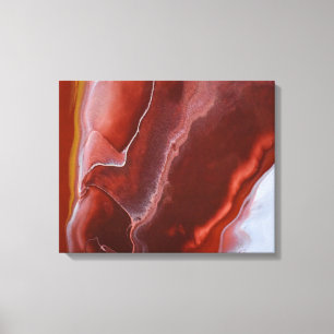 Burgundy Red Rust Swirls Liquid Marble Art Canvas Print