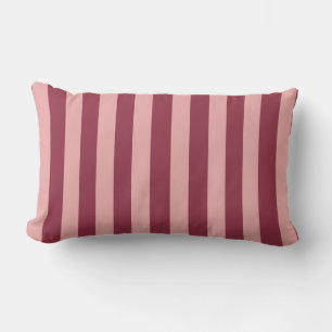 Burgundy Red & Salmon Pink Striped  Lumbar Pillow