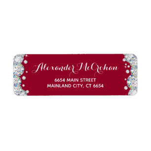 Burgundy Red Silver Diamond Parties scintillant Re
