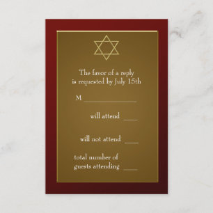 Burgundy Red Star of David Bar Mitzvah RSVP