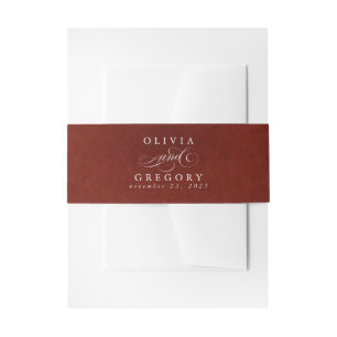 Burgundy Red Texture Modern Boho Wedding Invitation Belly Band