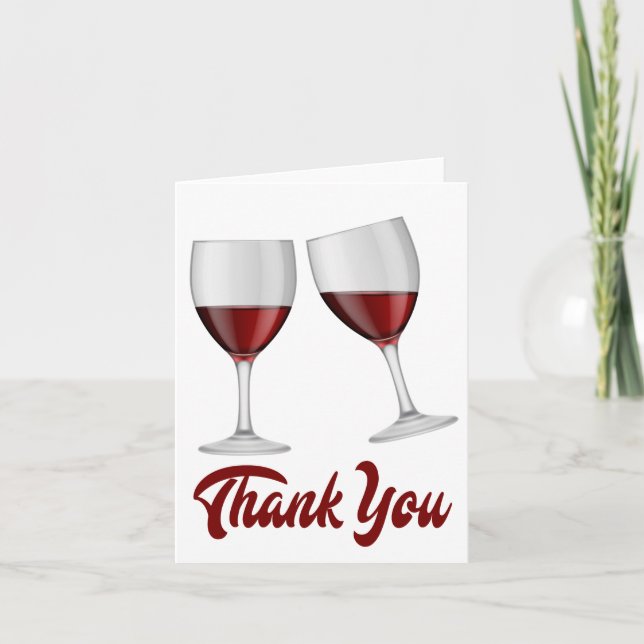 Burgundy Red Thank You Wine / Champagne Glasses (Front)