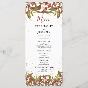 Burgundy Red Vintage Floral  Menu