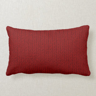 Burgundy Red Weave Look Lumbar Pillow