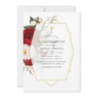 Burgundy Red & White Floral Geometric Confirmation