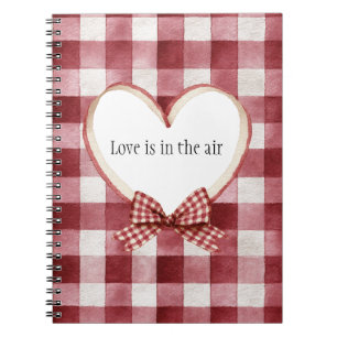 Burgundy Red White Heart Ribbon Love Notebook