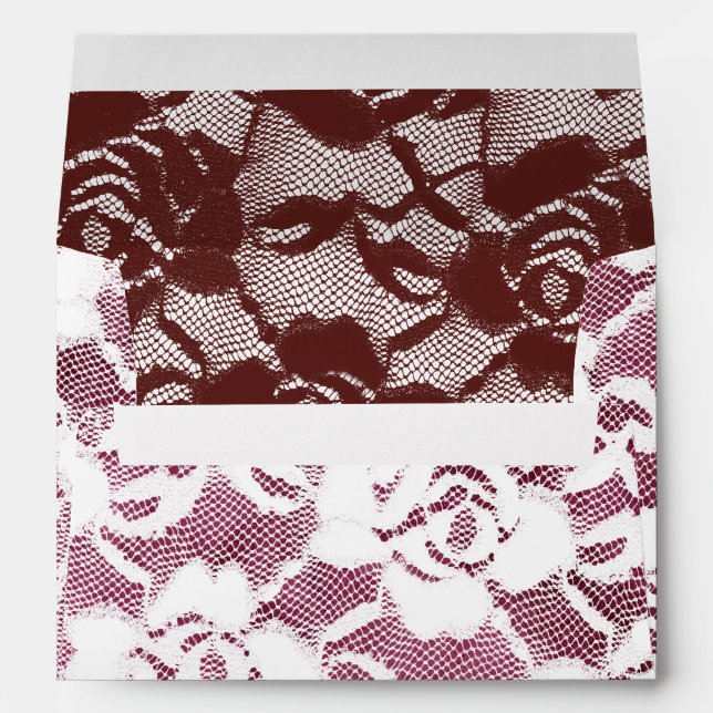 Burgundy Red White Lace Floral Envelope (Back (Bottom))