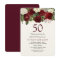 Burgundy Red White Rose 50th Birthday Party Invite