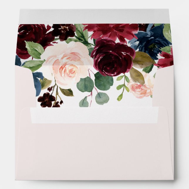 Burgundy Red Wine & Blush Wedding Invite Envelope (Back (Bottom))