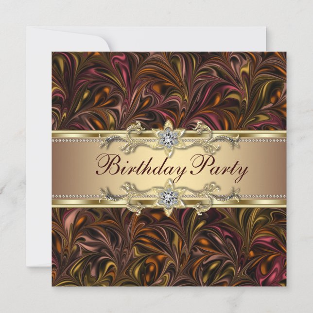 Burgundy Red Wine Gold Birthday Party Invitation (Front)