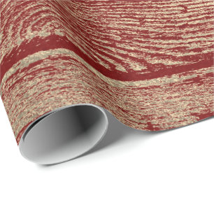 Burgundy Red Wine Gold Wood Shabby Foxier Wrapping Paper