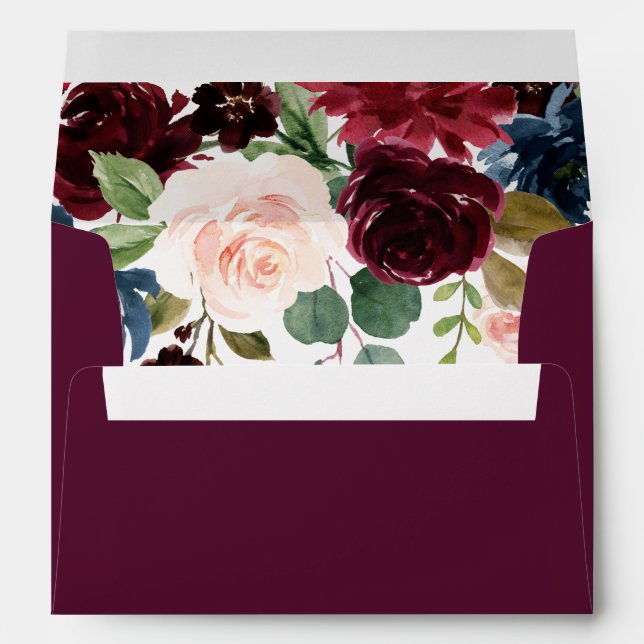 Burgundy Red Wine Modern Wedding Birthday Envelope (Back (Bottom))