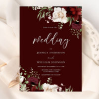 Burgundy Red Wine White Floral Wedding