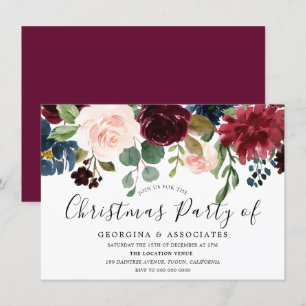 Burgundy Red Wine Work Office Christmas Party Invitation