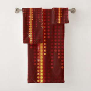 Burgundy Red Yellow polka dots matrix Bath Towel Set