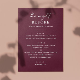 Burgundy Rehearsal Dinner   Night Before Elegant Menu