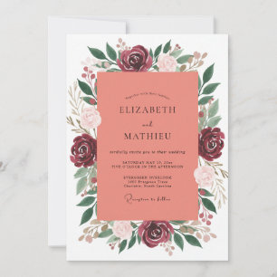Burgundy Resplendent Autumnal Wedding Invitation
