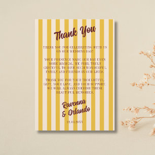 Burgundy Retro Muted Peach Stripe Thank You Card