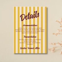 Burgundy Retro Muted Peach Stripe Wedding Details