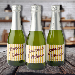 Burgundy Retro Muted Peach Stripe Wedding Sparkling Wine Label