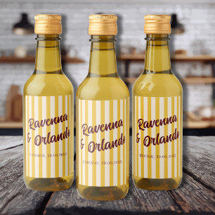 Burgundy Retro Muted Peach Stripe Wedding Wine Label