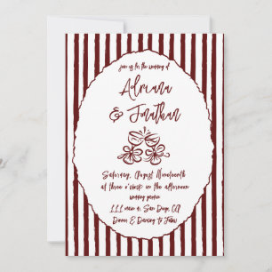 Burgundy Retro Photo Wedding Invitation